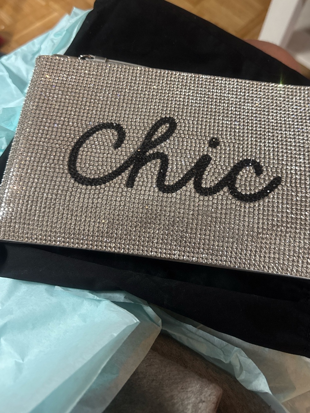 Judith Leiber Chic Crystal Minaudière Clutch Silver Black Evening Bag Rare